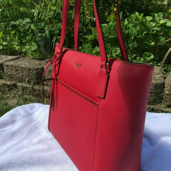 NWT New Kate Spade Large Red Pocket Tote Bag - Picture 3 of 8